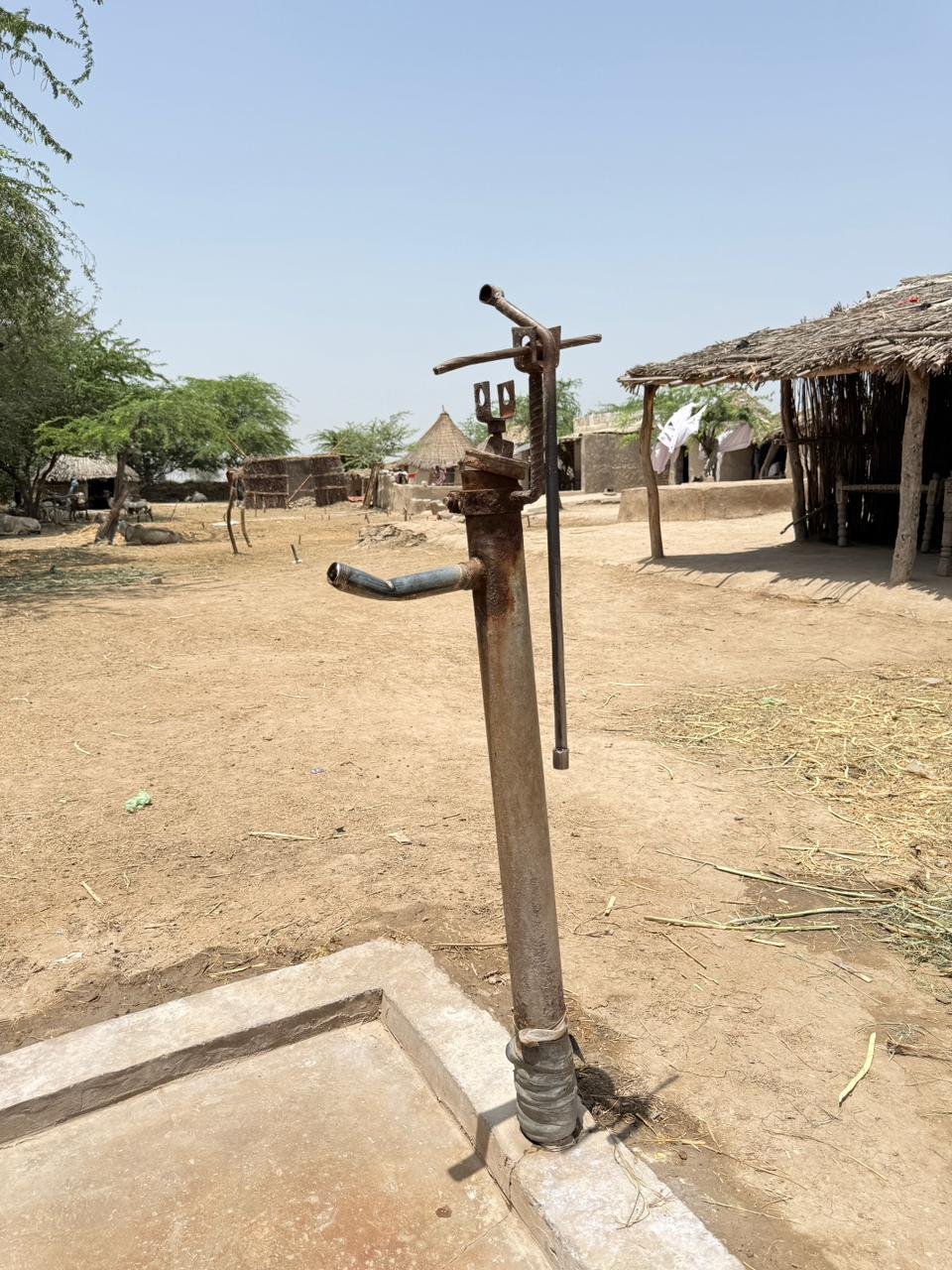 Hand pump well in a rural village in Pakistan